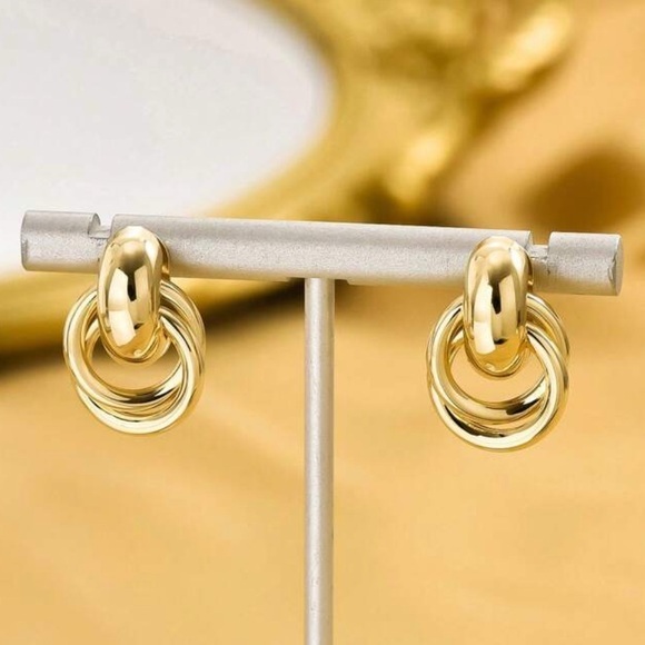 Jewelry - Gold Triple Loop Hoop Earrings